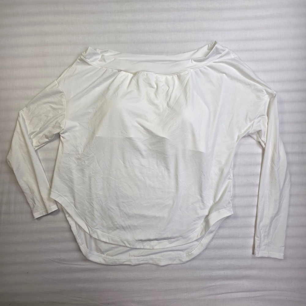 Halara Women White Off The Shoulder Built-in Bra Long Sleeve Top Size M